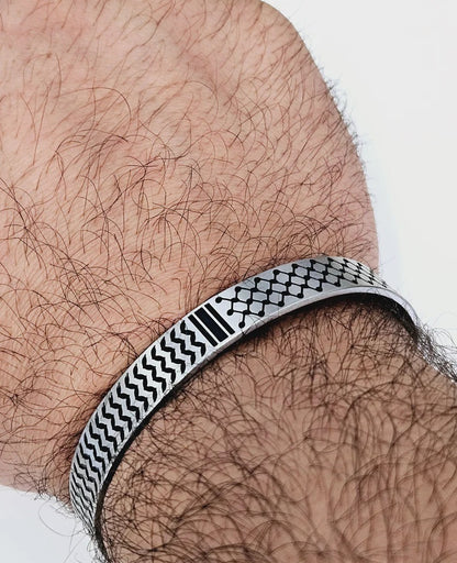 Palestine Bracelet / Keffiyeh Cuff | Stainless Steel